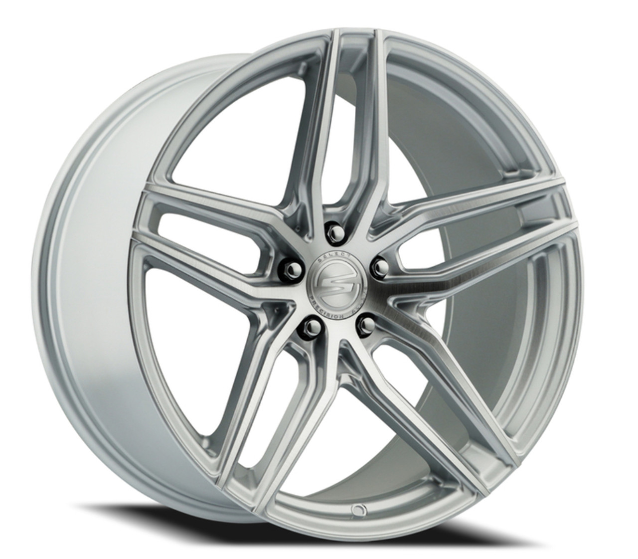 19" Select Shadow Gloss Silver Brushed 19x8.5 Wheel 5x112  35mm Rim