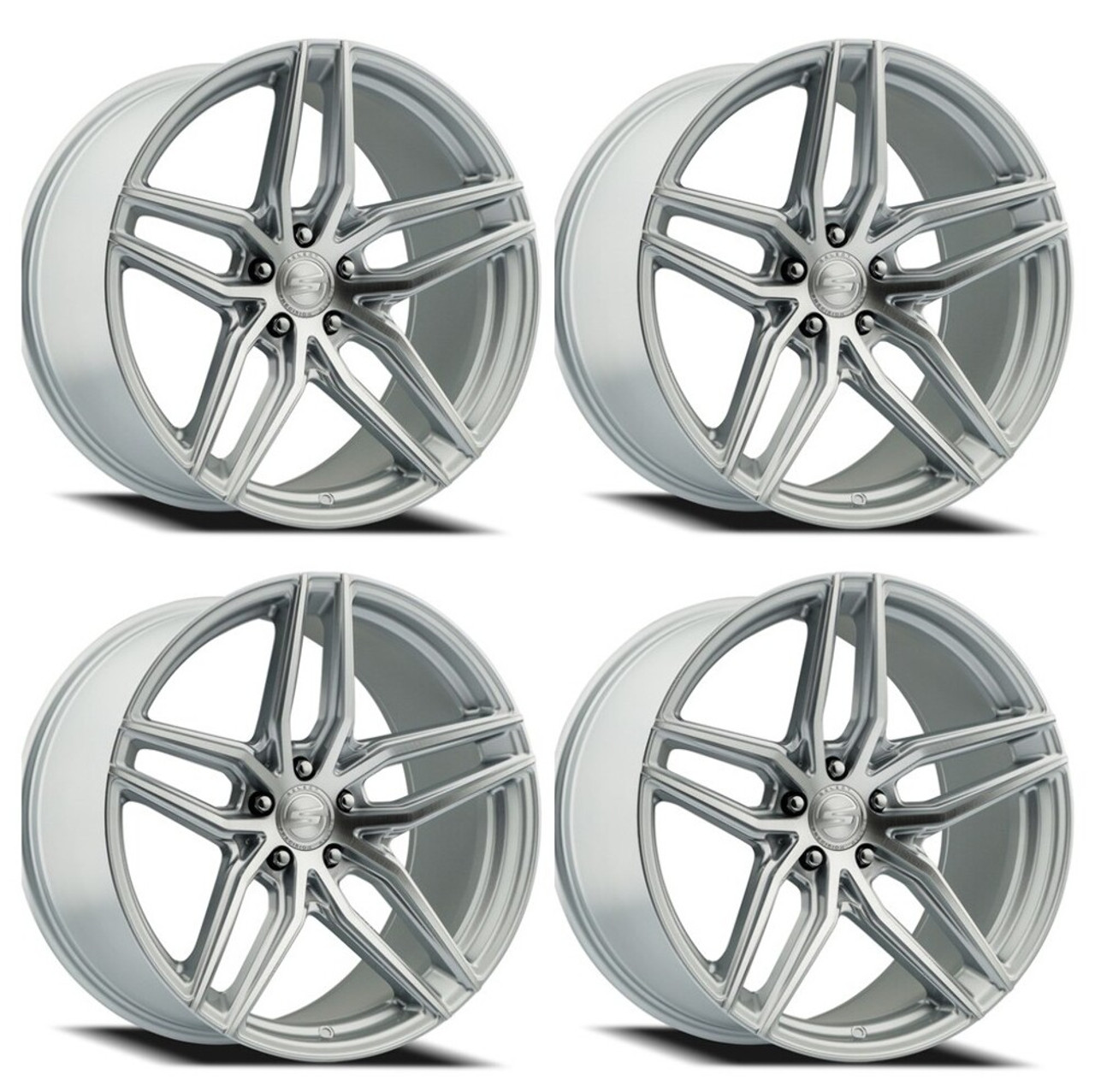 Set 4 19" Select Shadow Gloss Silver Brushed 19x8.5 Wheels 5x112  35mm Rims