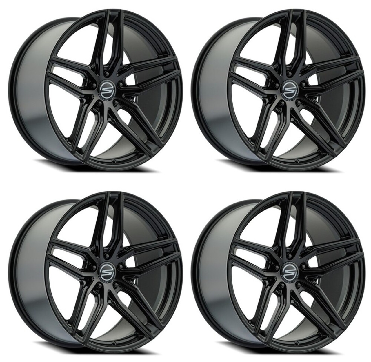 Set 4 19" Select Shadow Satin Black 19x9.5 Wheels 5x120  35mm Rims