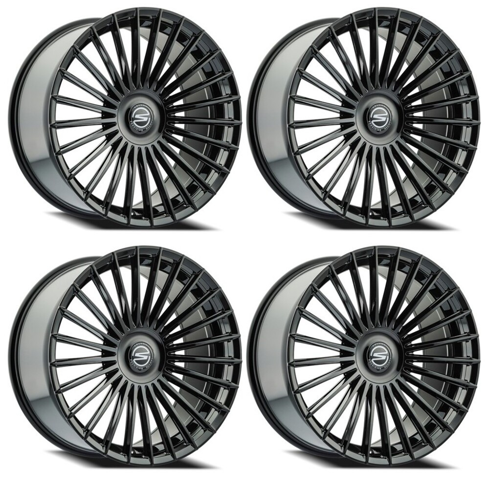 Set 4 24" Select Bristol Glossy Black 24x10 Wheels 5x120  20mm Rims