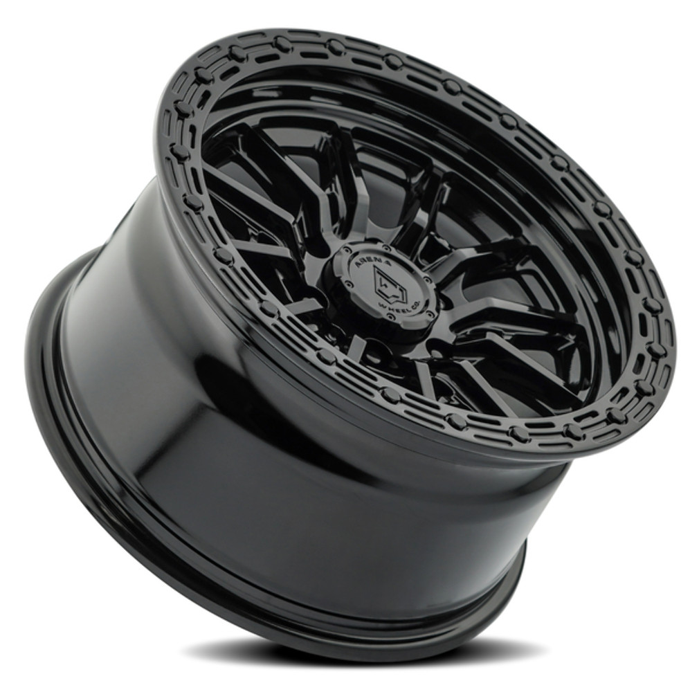 Set 4 17" Arena Trek 17x9 6x5.5 0mm Glossy Black Wheels For Chevy GMC Ram Rims