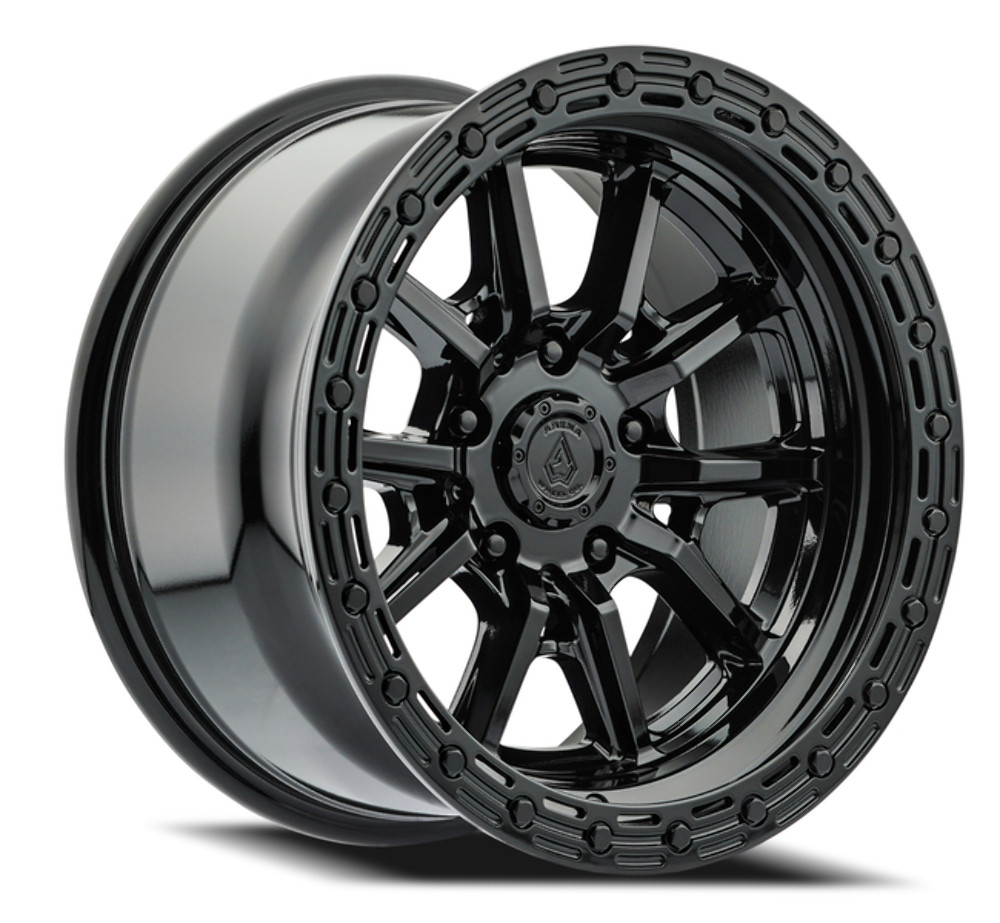 17" Arena Trek 17x9 5x5 -12mm Glossy Black Wheel Lifted For Jeep Truck Rim