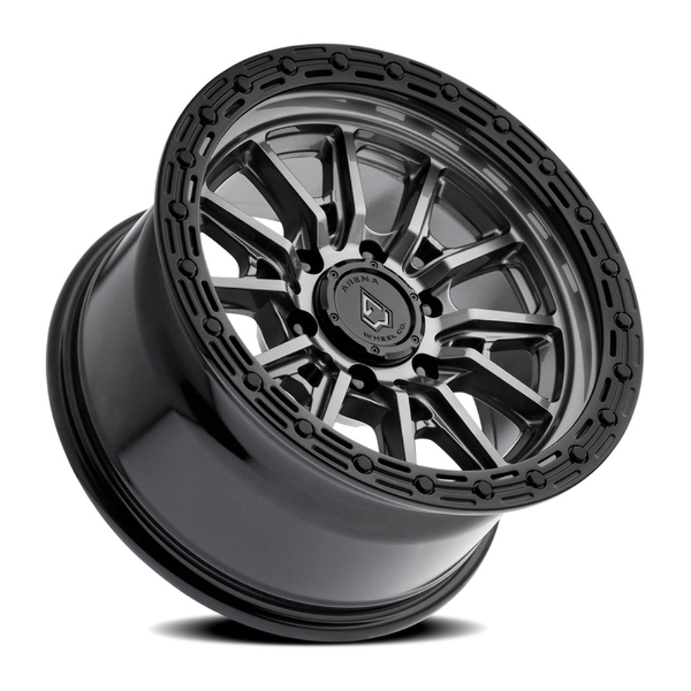 17" Arena Trek 17x9 6x135 0mm Wheel Glossy Gun Metal Center Glossy Black Lip Rim