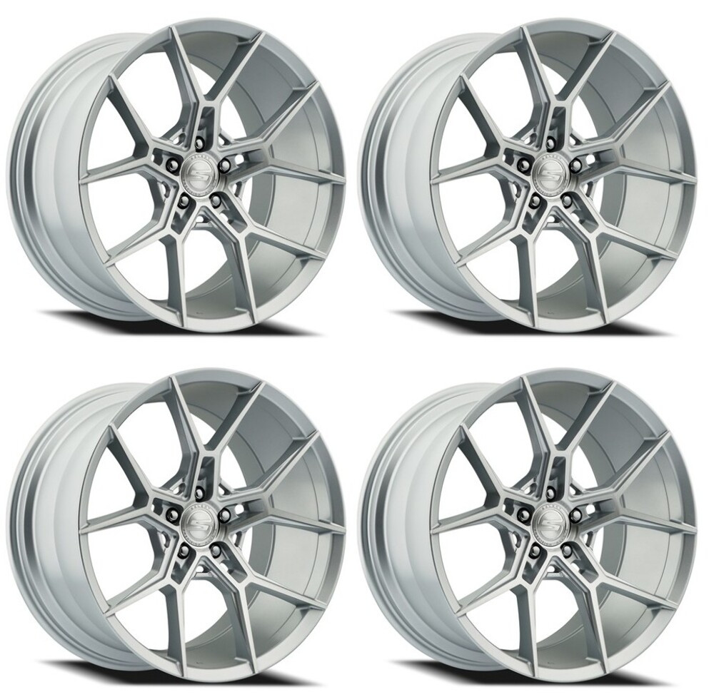 Set 4 22" Select Alpine Gloss Silver Brushed 22x10 Wheels 6x5.5 25mm Rims