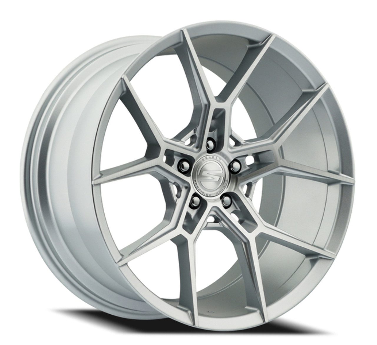 22" Select Alpine Gloss Silver Brushed 22x10.5 Wheel 5x120  20mm Rim