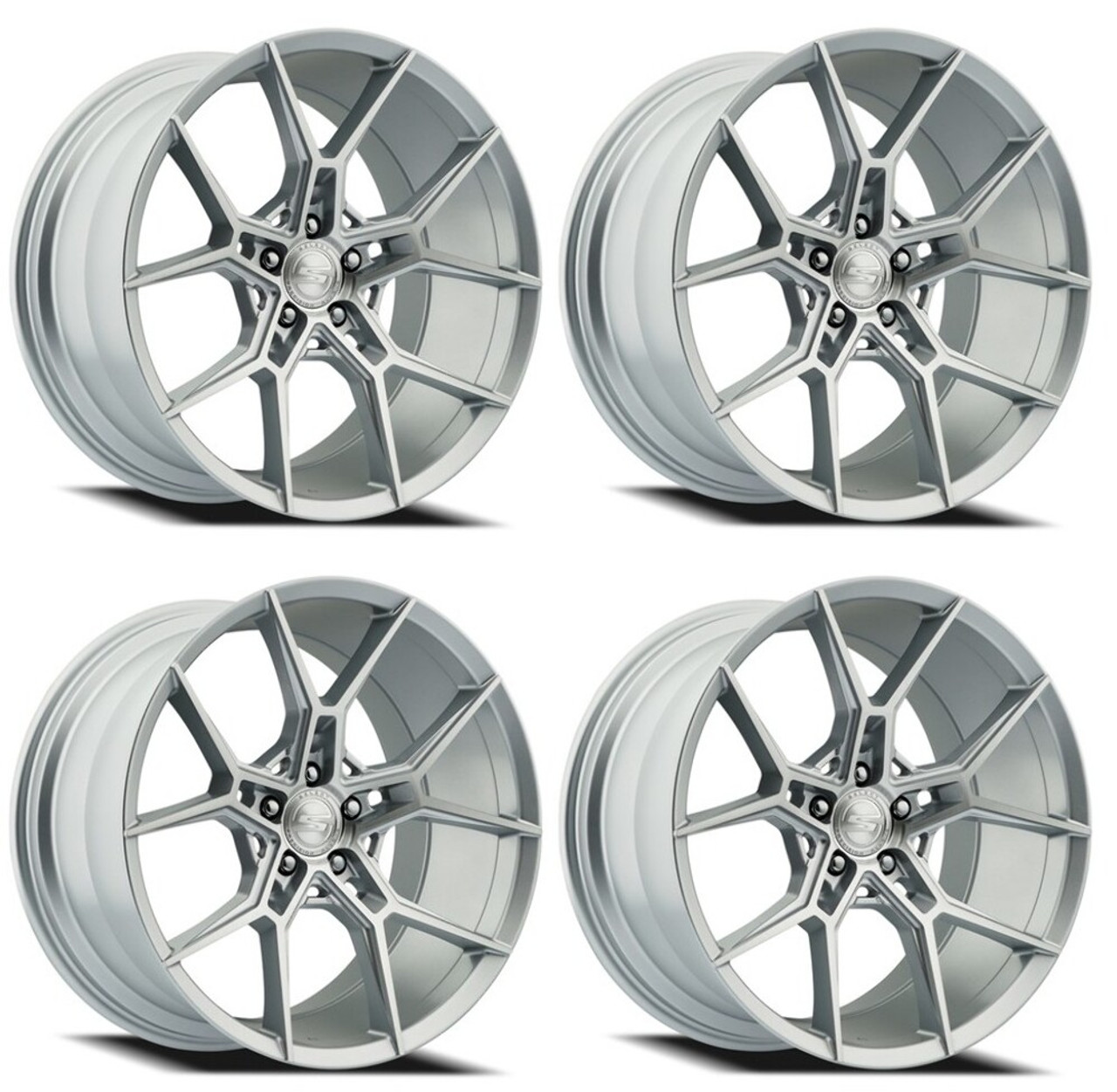Set 4 22" Select Alpine Gloss Silver Brushed 22x10.5 Wheels 5x112  30mm Rims
