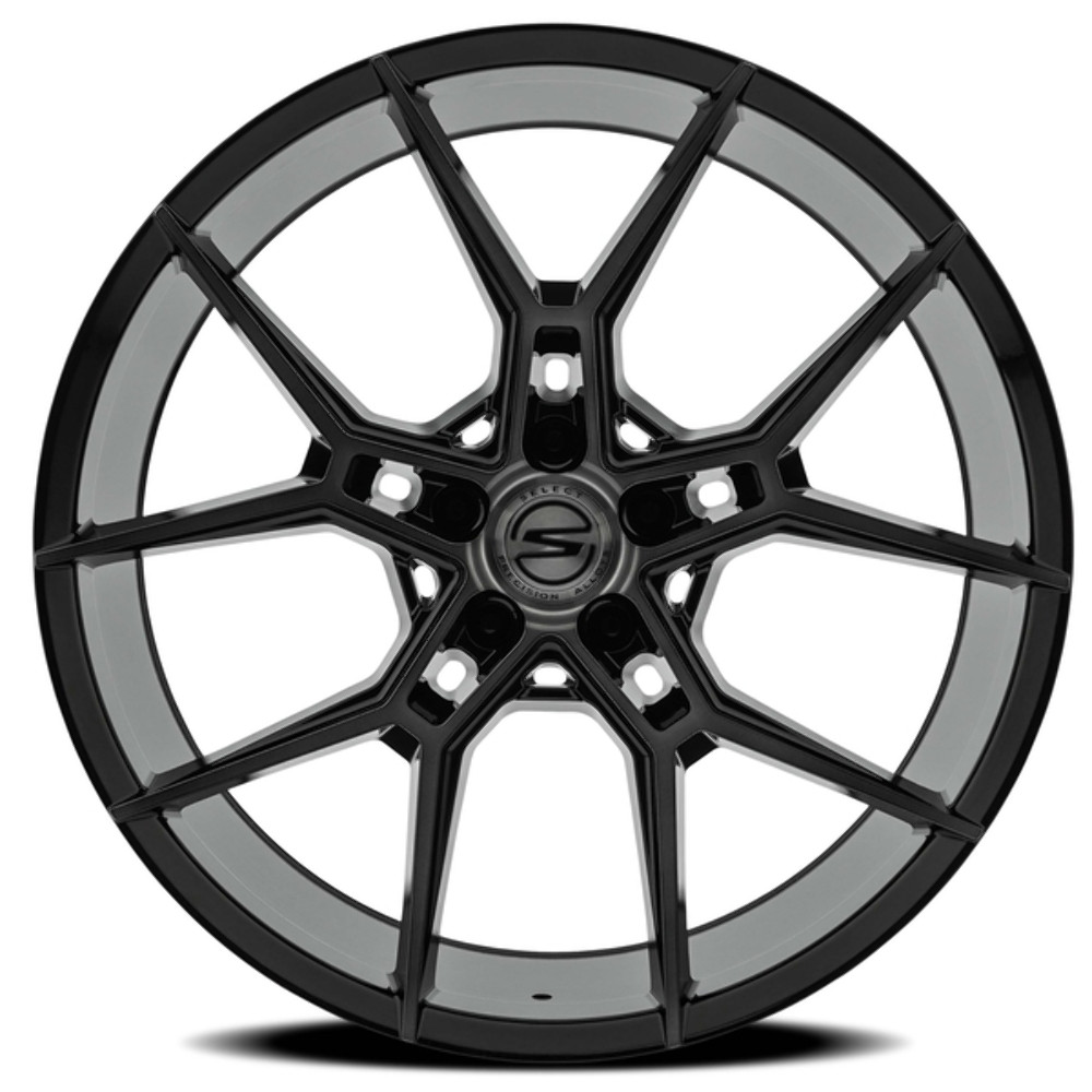 Set 4 22" Select Alpine Glossy Black Brushed DDT 22x9 Wheels 5x115 15mm Rims
