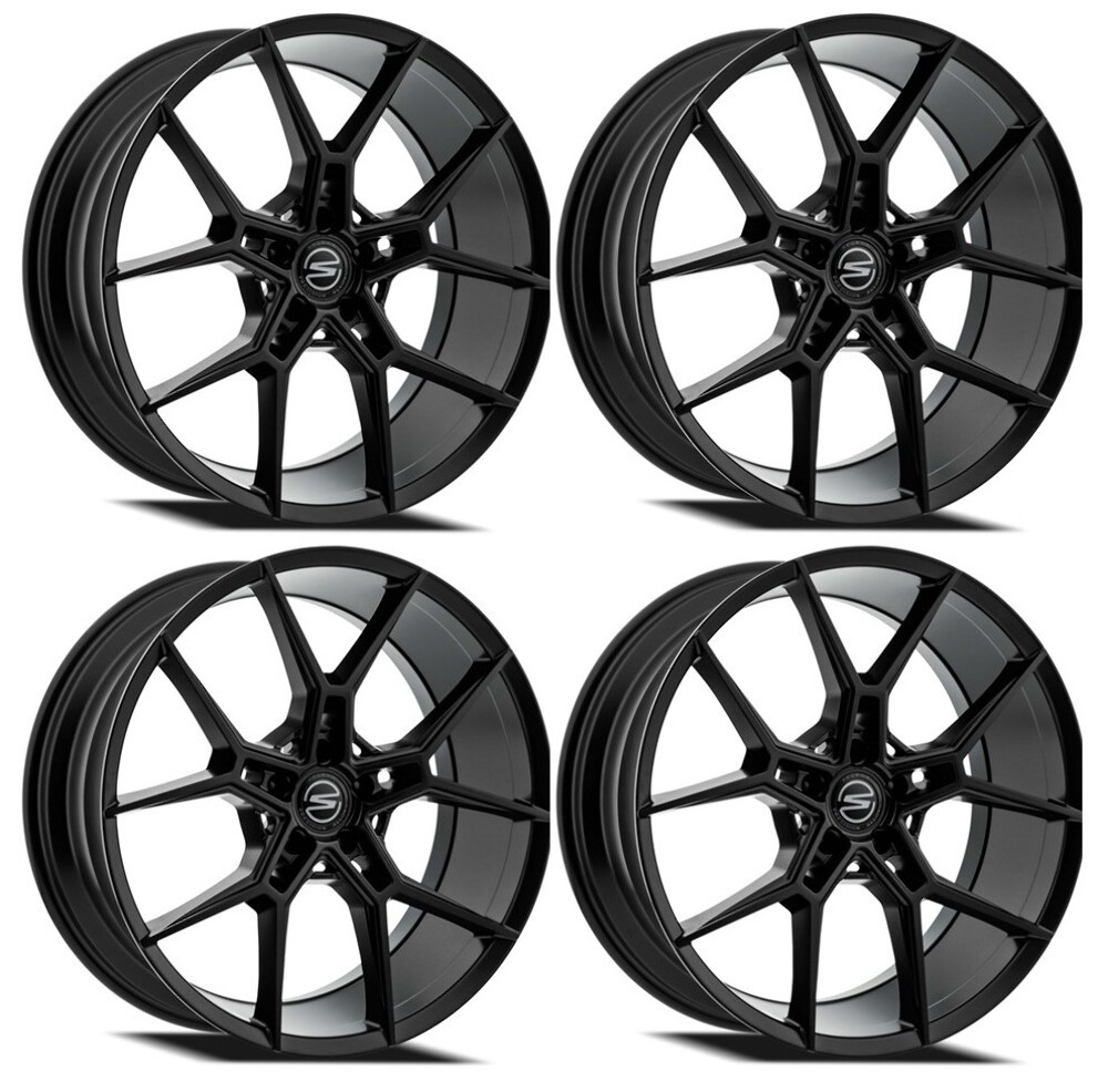Set 4 20" Select Alpine Satin Black 20x9 Wheels 5x120  20mm Rims