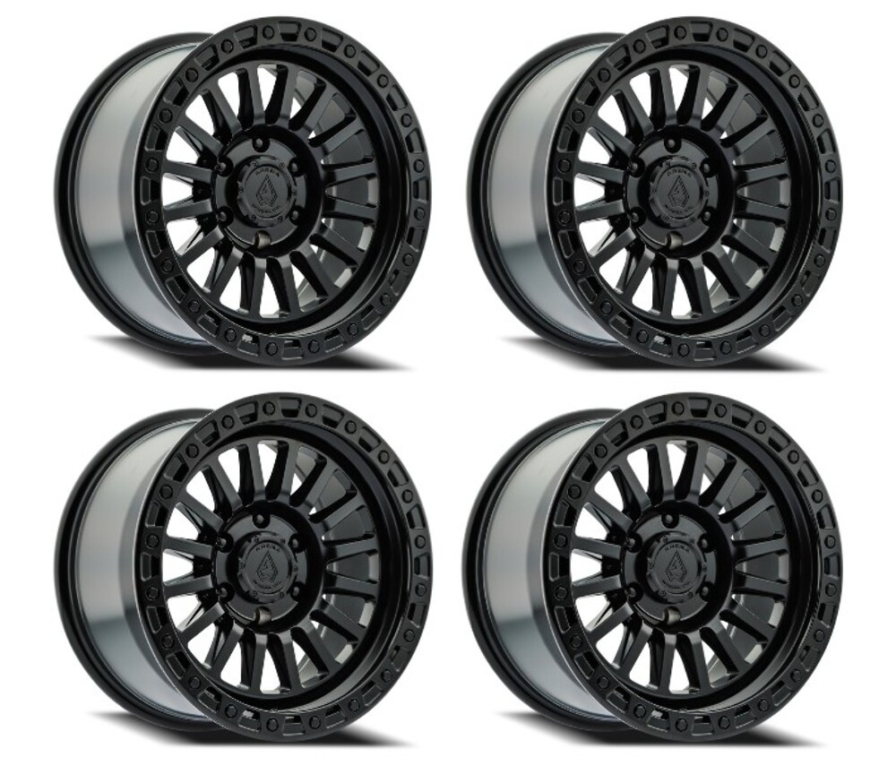 Set 4 17" Arena Trophy 17x8.5 6x5.5 25mm Satin Black Wheels For Chevy GMC Ram