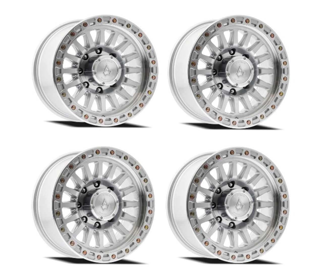 Set 4 18" Arena Trophy 18x9 8x6.5 0mm Gloss Silver Machined Wheels Truck Rims