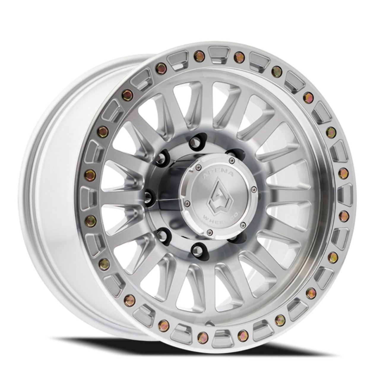 Set 4 18" Arena Trophy 18x9 8x6.5 0mm Gloss Silver Machined Wheels Truck Rims