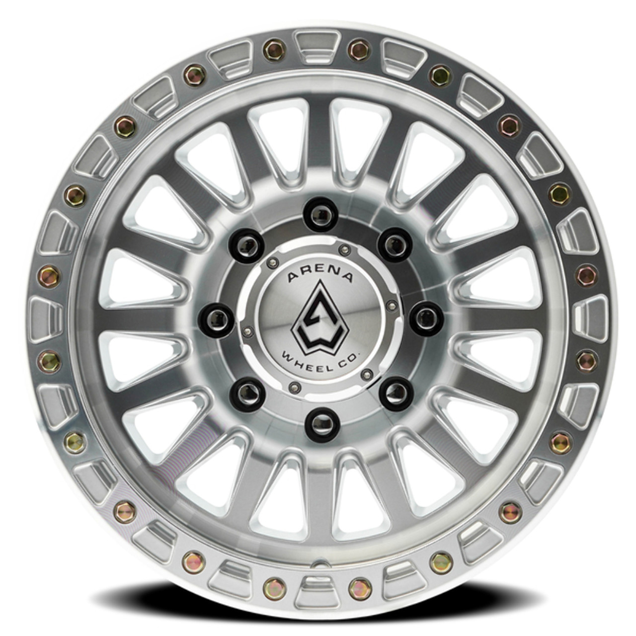 Set 4 18" Arena Trophy 18x9 8x6.5 0mm Gloss Silver Machined Wheels Truck Rims