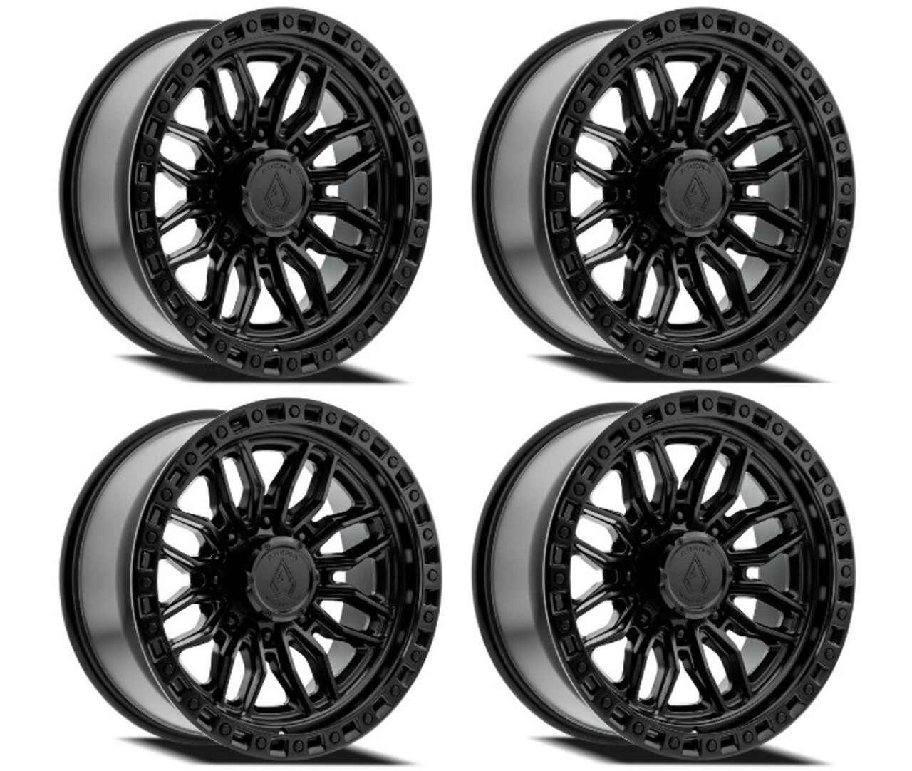Set 4 20" Arena Hustle 20x9 8x180 0mm Satin Black Center Glossy Black Lip Rims