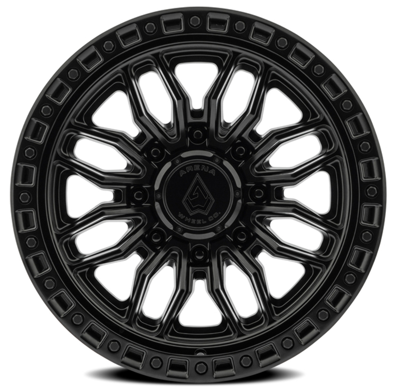 Set 4 20" Arena Hustle 20x9 8x180 0mm Satin Black Center Glossy Black Lip Rims