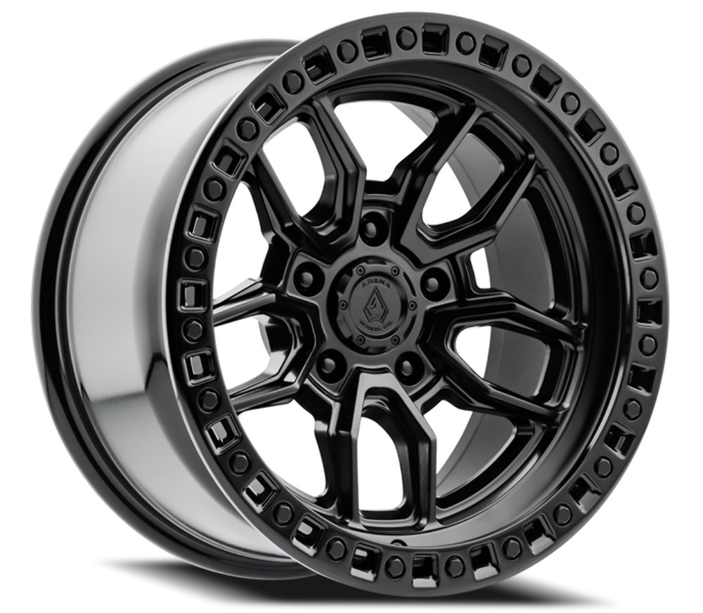 Set 4 17" Arena Hustle 17x9 5x5 0mm Satin Black Center Glossy Black Lip Rims