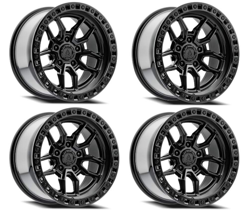 Set 4 17" Arena Hustle 17x9 5x5 -12mm Satin Black Center Glossy Black Lip Rims