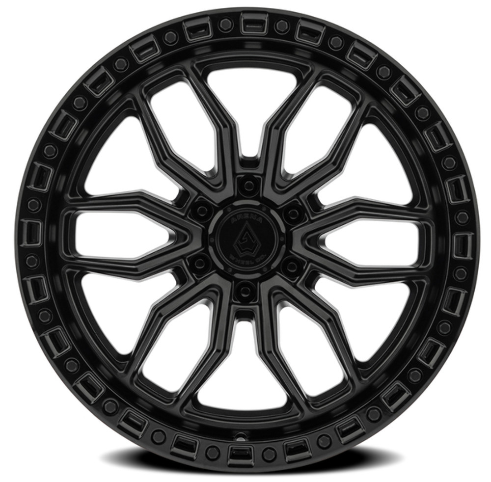 Set 4 17" Arena Hustle 17x8.5 6x5.5 25mm Satin Black Center Glossy Black Lip Rim