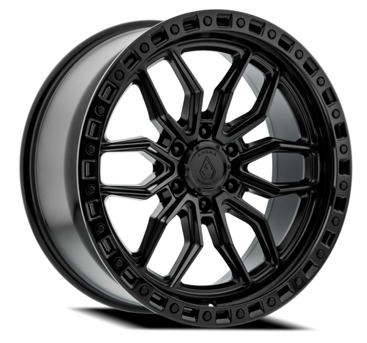 22" Arena Hustle 22x9.5 6x5.5 20mm Wheel Satin Black Center Glossy Black Lip Rim