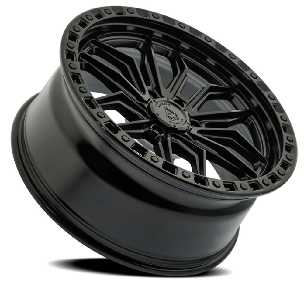 Set 4 22" Arena Hustle 22x9.5 6x5.5 20mm Satin Black Center Glossy Black Lip Rim