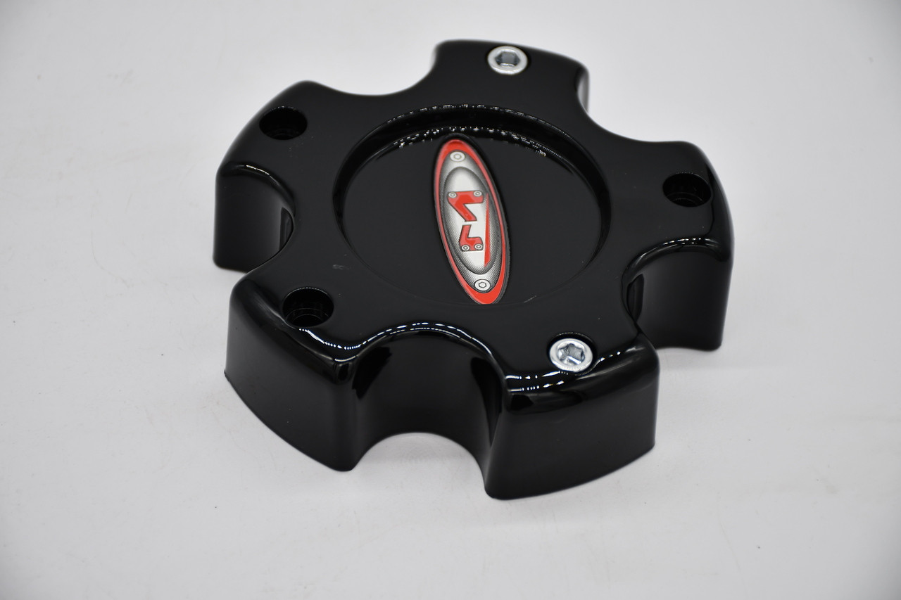 Moto Metal Gloss Black Red Logo Wheel Center Cap Hub Cap 845L121B 4.75"