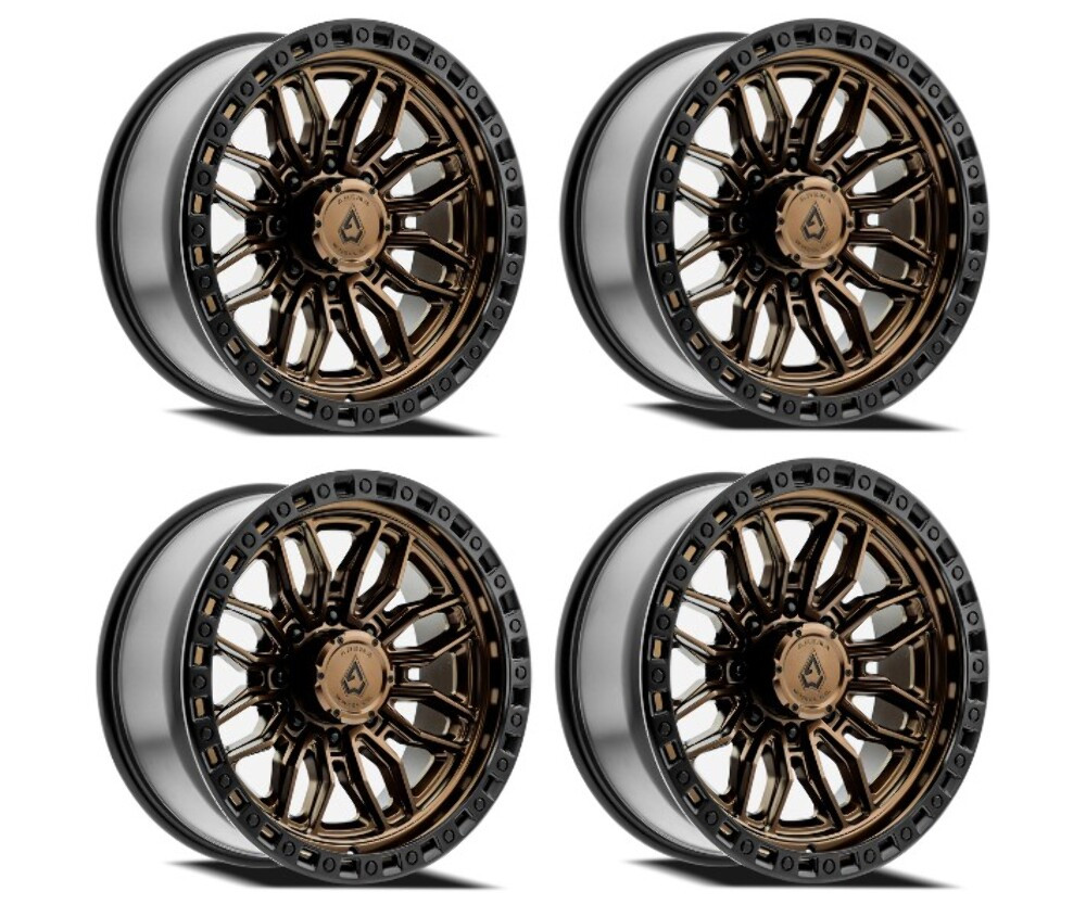Set 4 22" Arena Hustle 22x10 8x170 -18mm Smoked Bronze Center Satin Black Lip