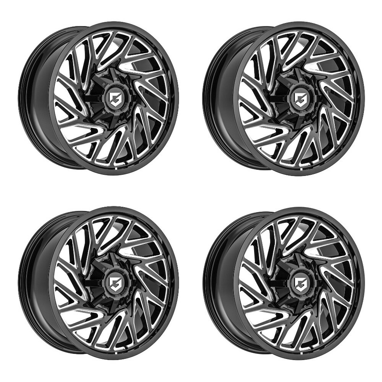 Set 4 20" Gear Off Road Sequence 769BM 20x9 6x135 6x5.5 00mm Black Milled Wheels