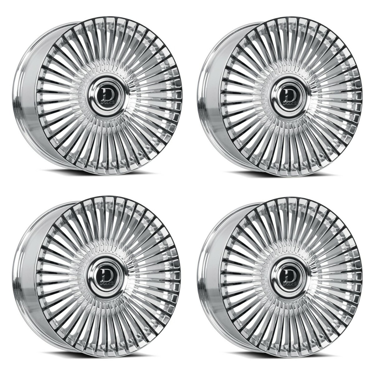 Set 4 22" Dolce Luxury Trento 22x10.5 5x112 5x4.5 40mm Chrome Rims Floating Caps