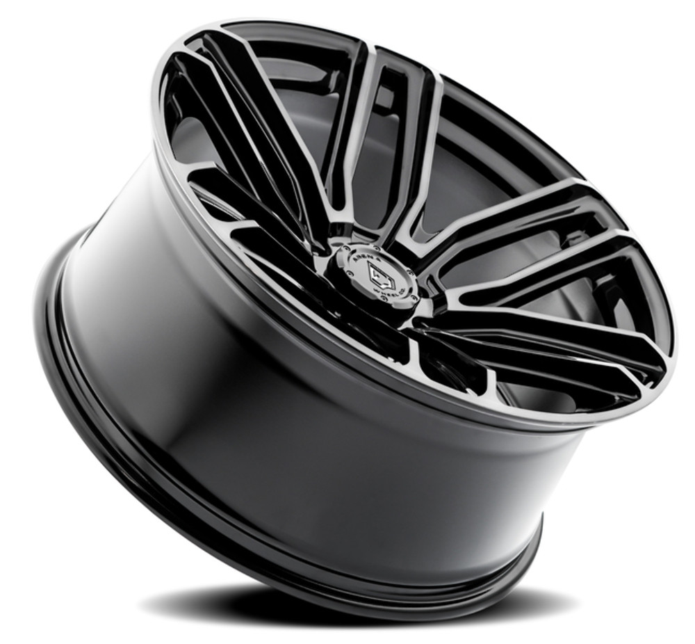 Set 4 22" Arena Supreme 22x9.5 6x5.5 20mm Glossy Black Brushed DDT Face Clear