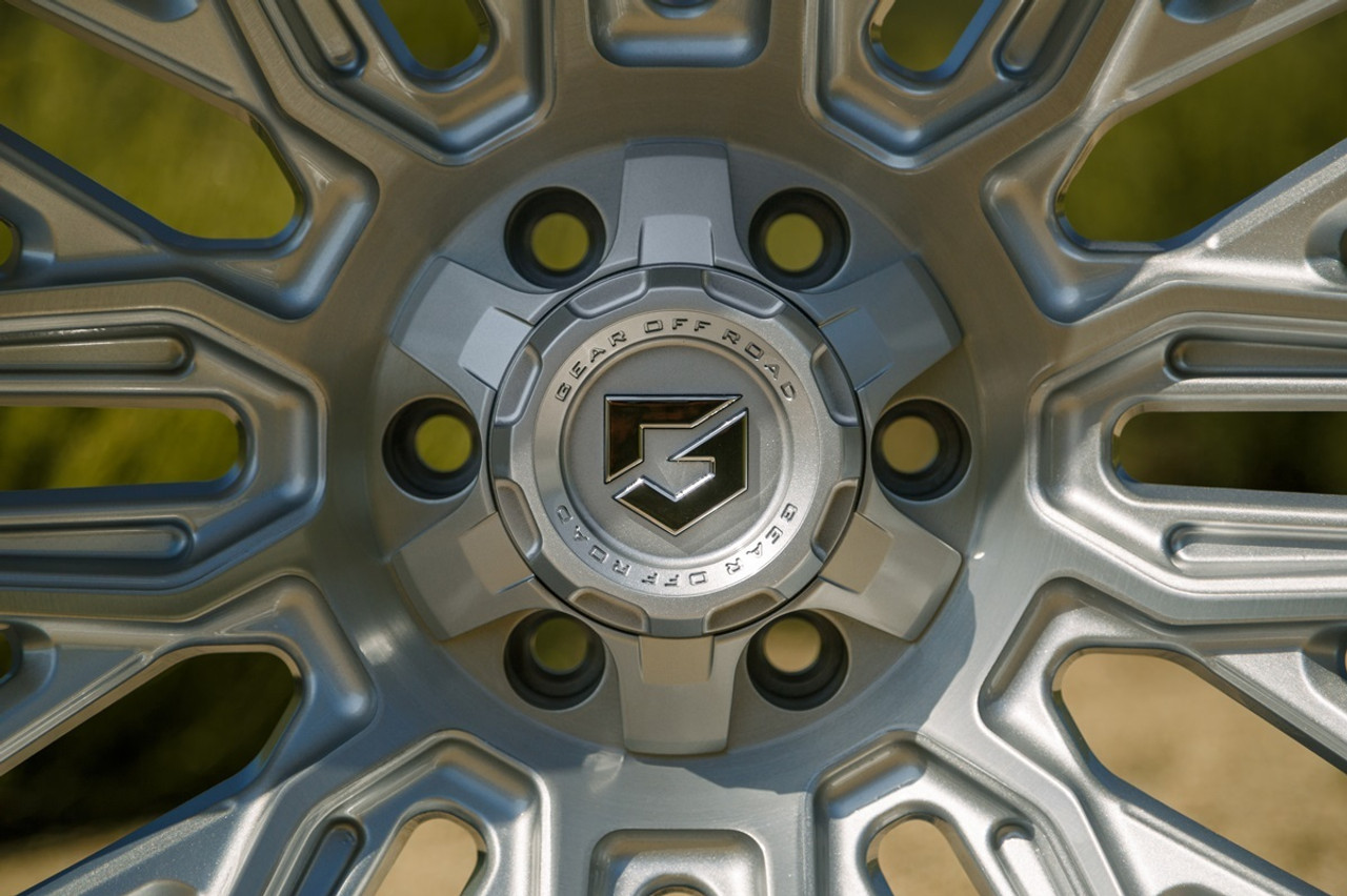 Set 4 22" Gear Off Road 770BS Edge 22x12 6x135 6x5.5 -44mm Silver Lifted Wheels