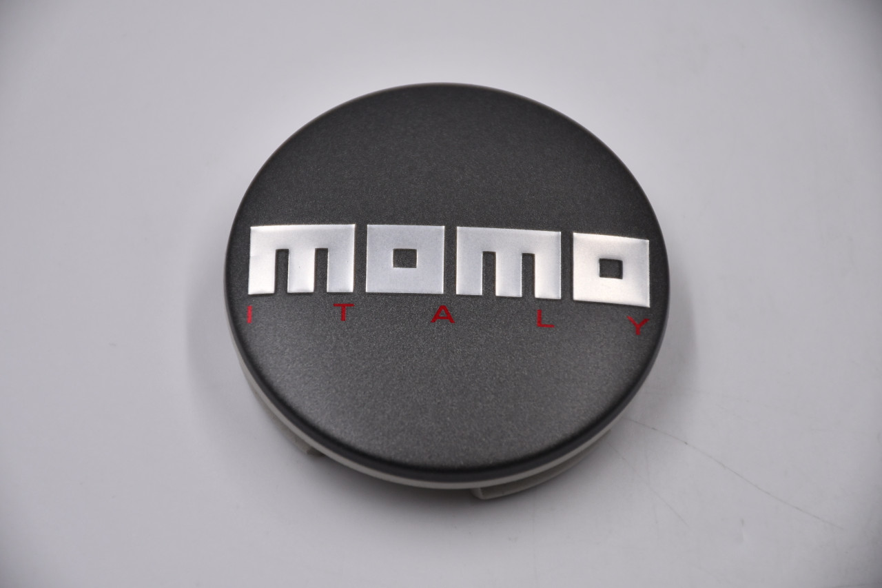 Momo Gun Metal Gray/ Silver Red Logo Wheel Center Cap Hub Cap MK016(GM)  2.375