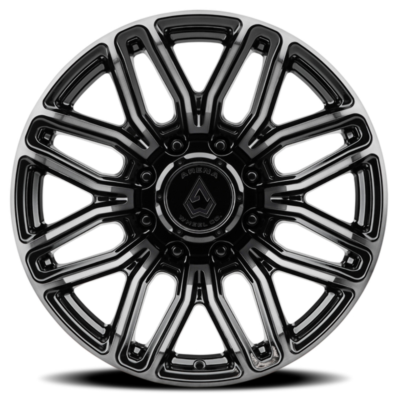 Set 4 20" Arena 20x9 8x170 0mm Supreme Glossy Black Brushed DDT Face Clear Rims