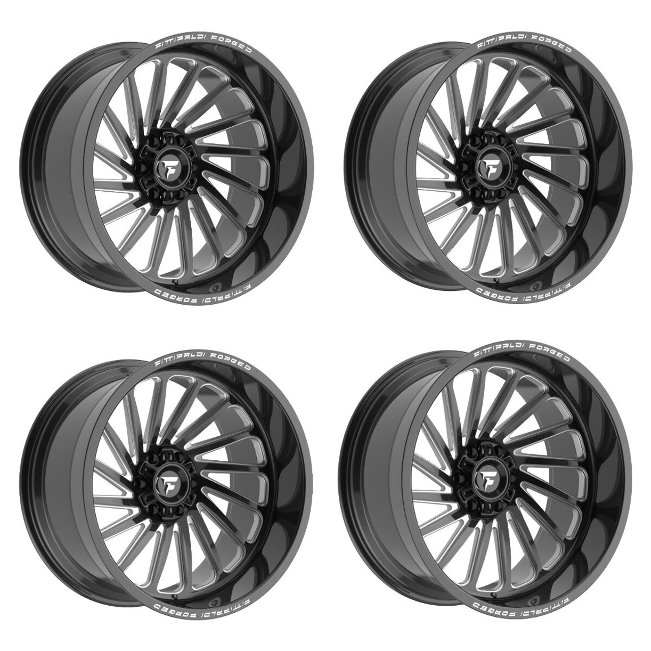Set 4 22" Fittipaldi Off Road FTF503BM 22x12 8x6.5 -44mm Gloss Black Milled Rims