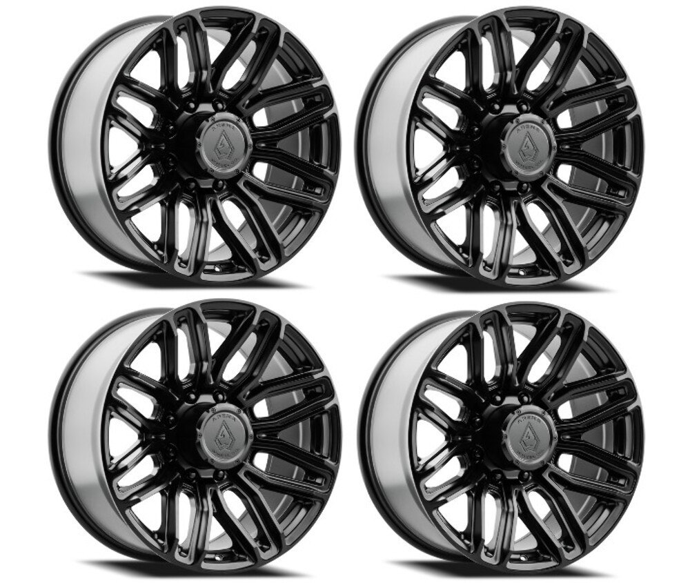 Set 4 20" Arena Supreme 20x9 8x6.5 0mm Satin Black Wheels Truck 8 Lug Rims