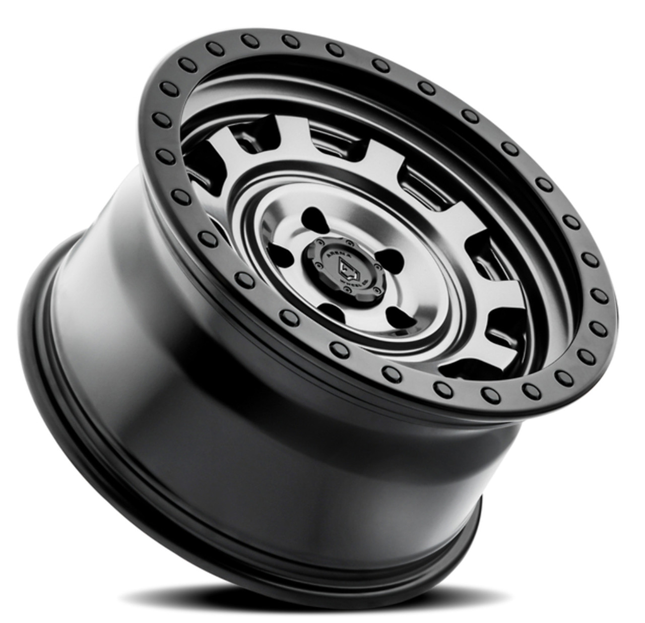 17" Arena Gunner 17x9 5x5 -12mm Wheel Satin Gun Metal Center Satin Black Lip Rim