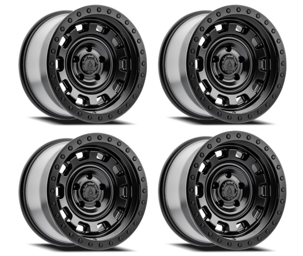 Set 4 17" Arena Gunner 17x9 6x5.5 -12mm Satin Black Wheels Lifted Truck SUV Rims