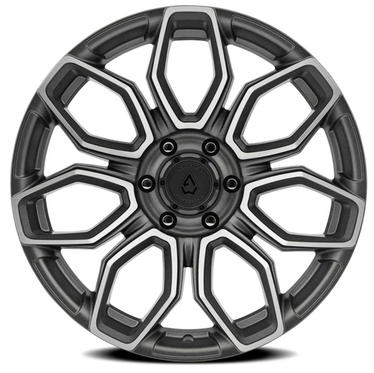 22" Arena Cobra 22x10 6x5.5 15mm Wheel Texture Gun Metal Machine Clear Coat Rim