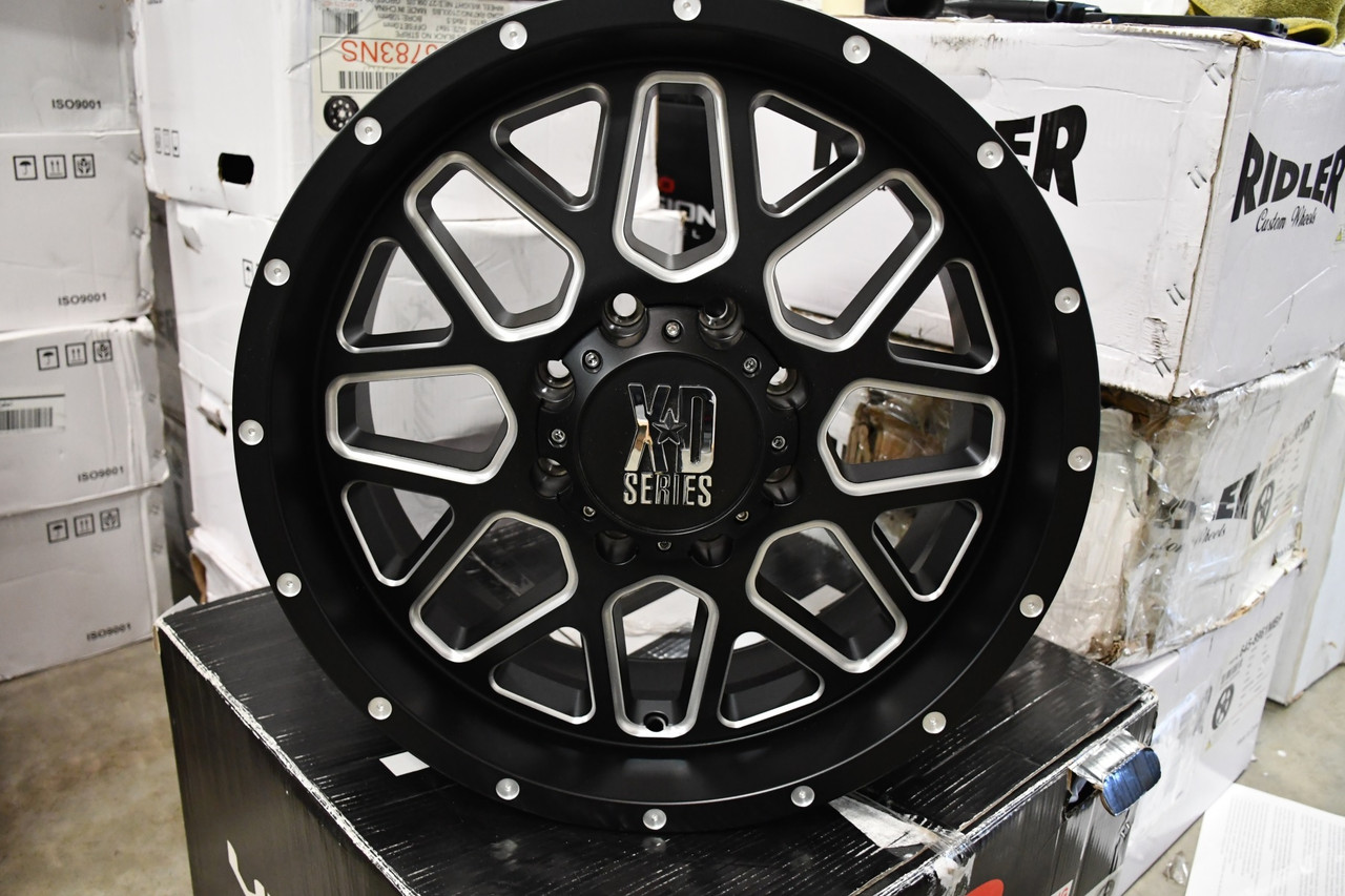 XD XD820 Grenade 22x12 6x5.5 Satin Black Milled Wheel 22" -44mm For Chevy GMC