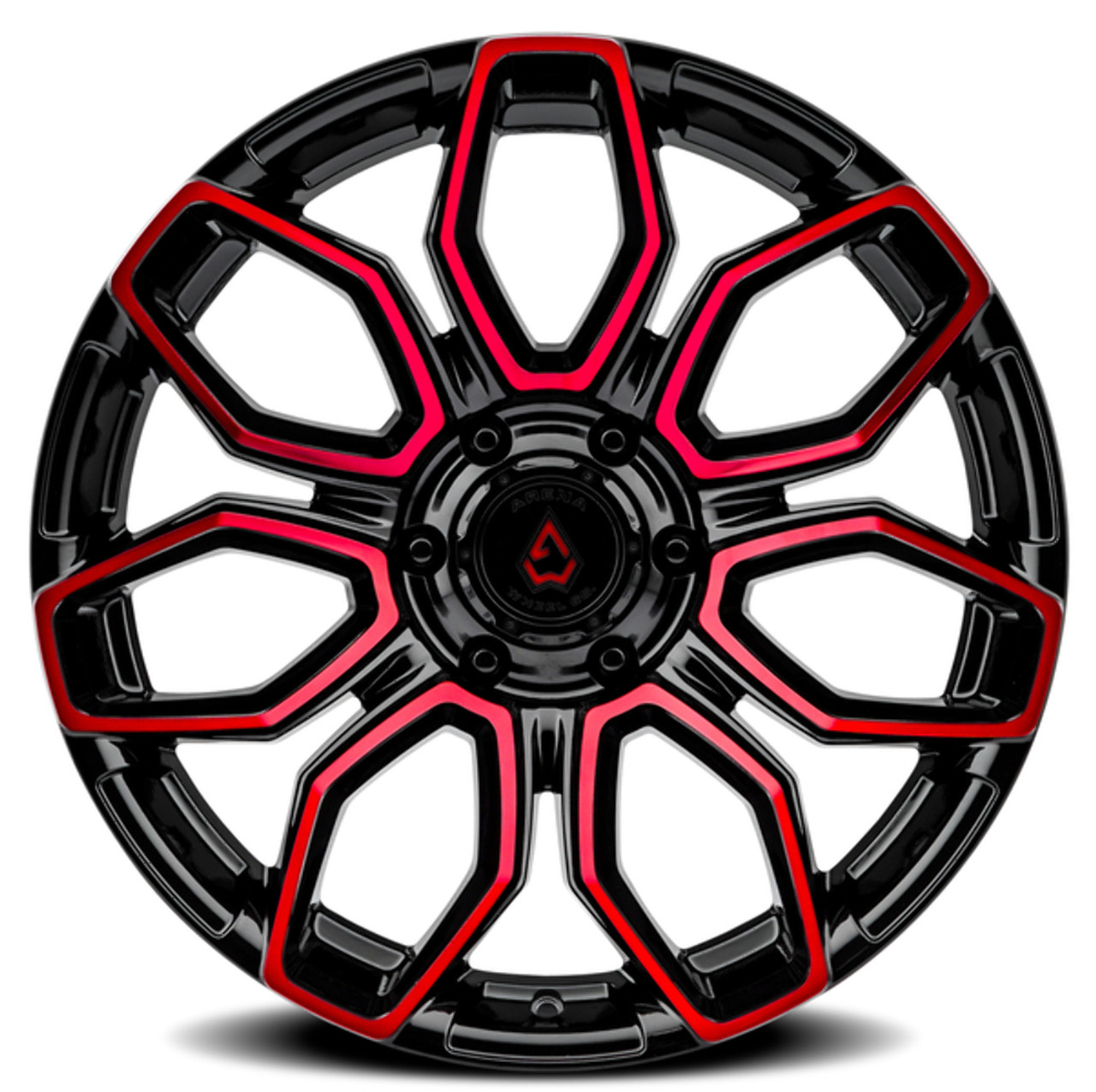 Set 4 20" Arena Cobra 20x9 6x5.5 20mm Wheel Glossy Black Machine Red Tint Rims