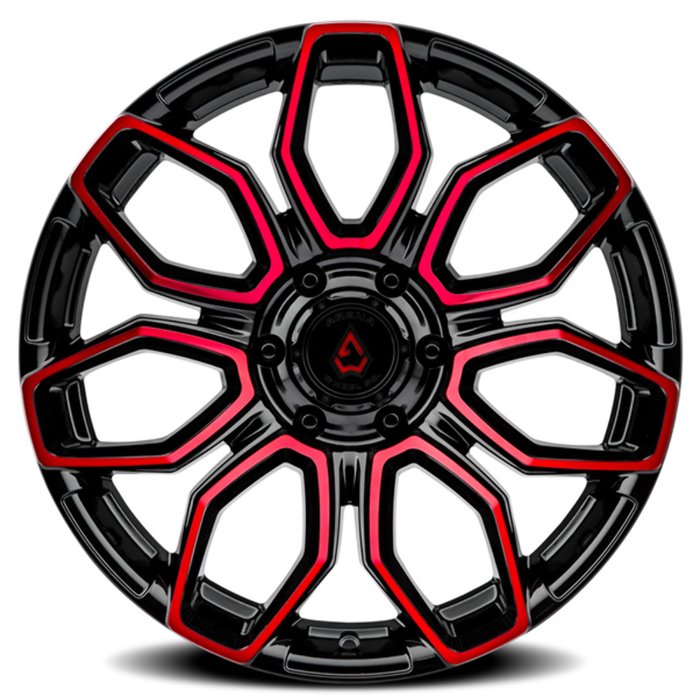Set 4 20" Arena Cobra  20x9 5x5 20mm Wheels Glossy Black Machine Red Tint Rims