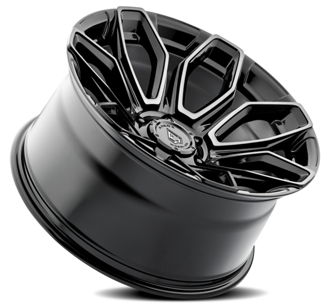 Set 4 20" Arena Cobra 20x9 5x5 20mm Glossy Black Brushed DDT Face Clear Wheels