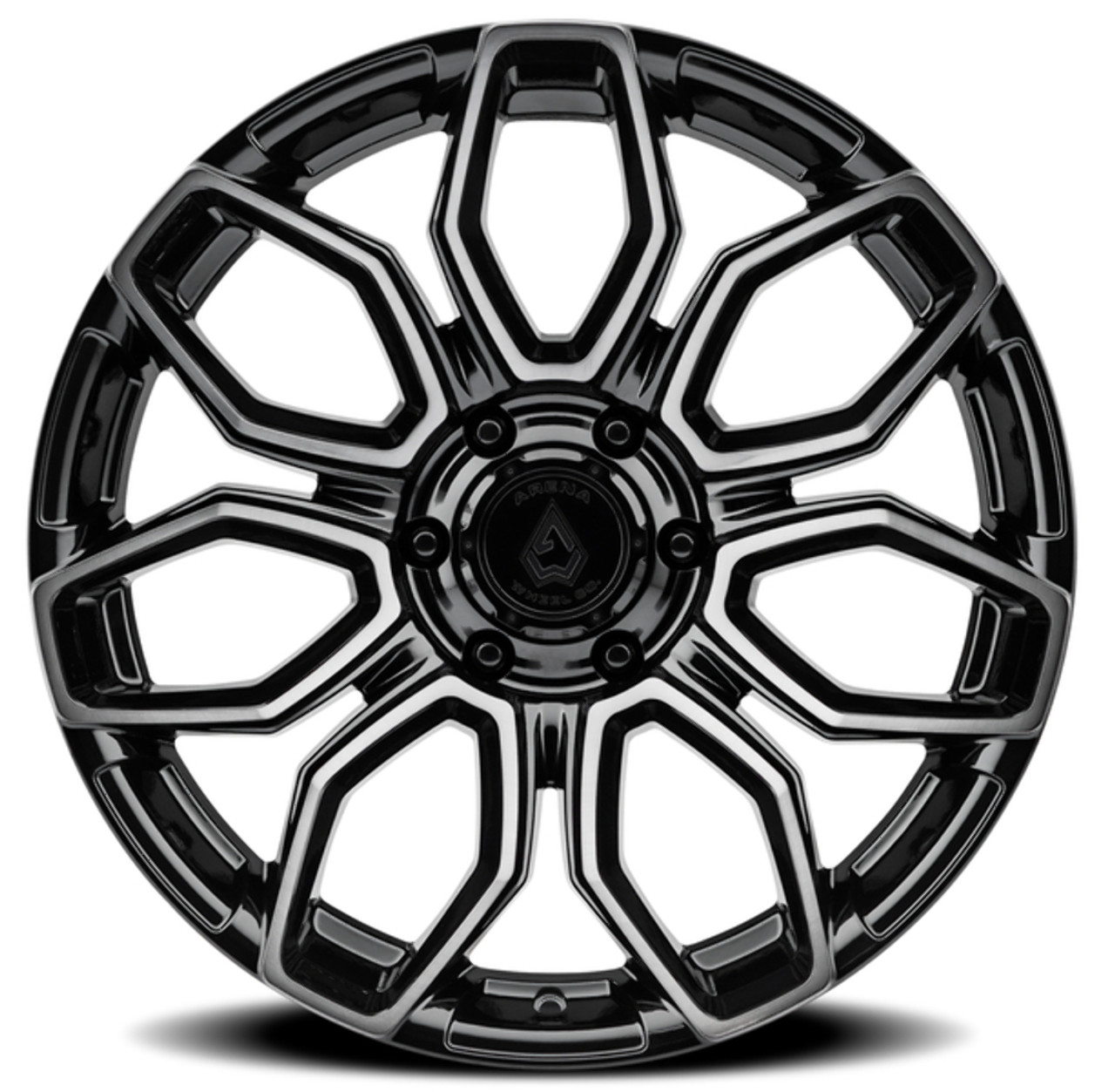 Set 4 20" Arena Cobra 20x9 6x5.5 0mm Glossy Black Brushed DDT Face Clear Wheels