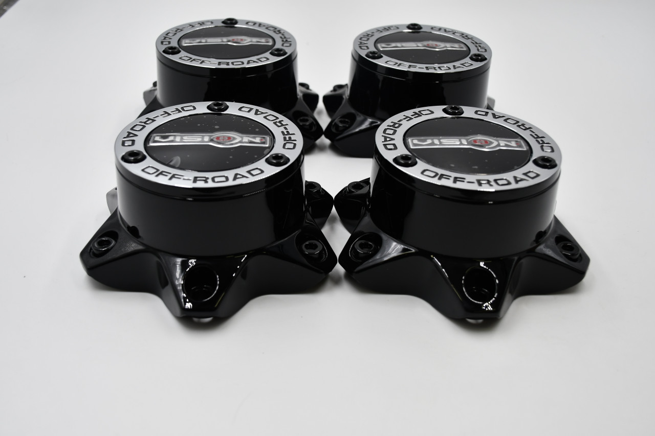 Vision Gloss Black Wheel Center Cap Hub Cap C394PLGB-6VX4 5.875" Vision Fury 6 Lug Bolt On