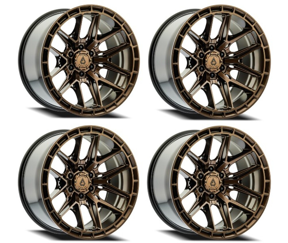 Set 4 22" Arena Battle 22x10 6x5.5 -18mm Smoked Bronze Tint Clear Lifted Wheels