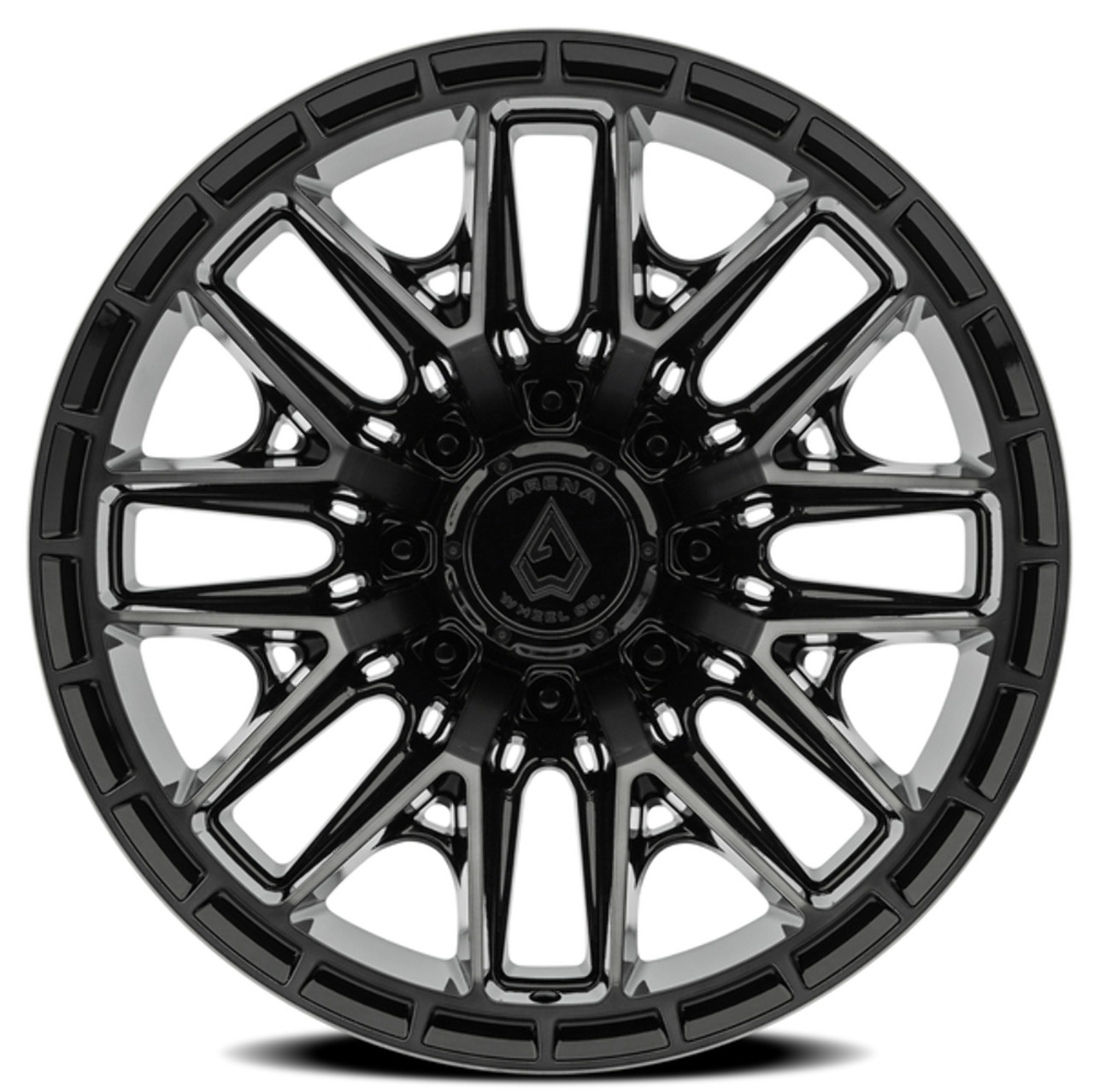 20" Arena Battle 20x10 8x6.5 -18mm Glossy Black Machined DDT Face & Lip Wheel