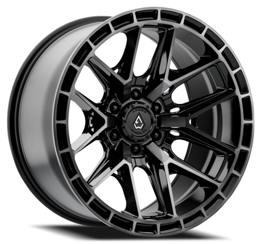 20" Arena Battle 20x9 6x5.5 1mm Wheel Glossy Black Machined DDT Face & Lip Rim
