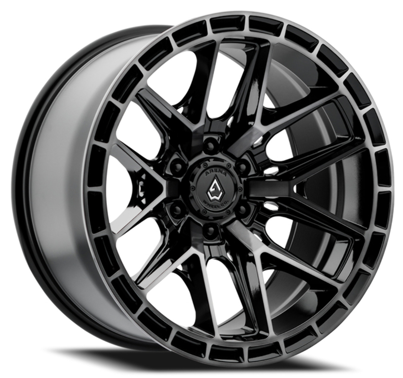 20" Arena Battle 20x12 6x135 -44mm Glossy Black Machined DDT Face & Lip Wheel