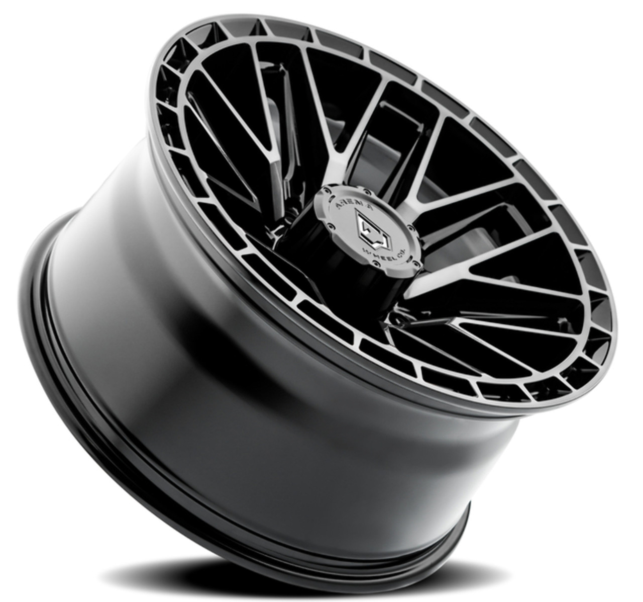 Set 4 22" Arena Battle 22x12 8x6.5 -44mm Glossy Black Machined DDT Face & Lip