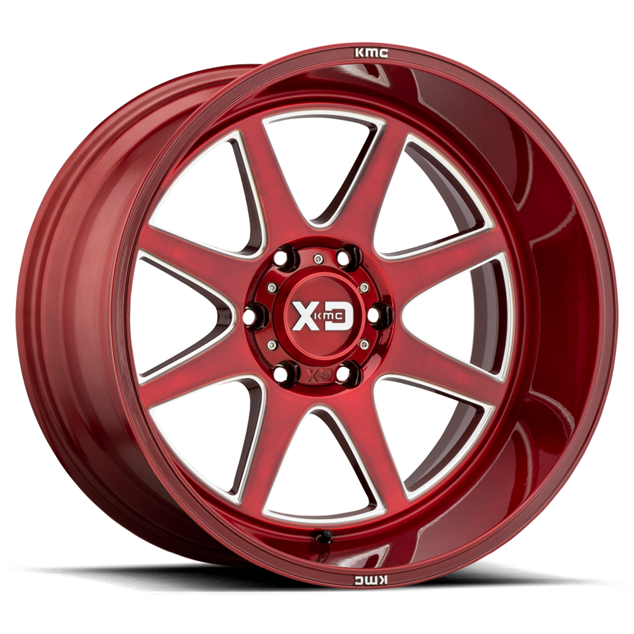 XD XD844 Pike 20x10 8x6.5 Brushed Red With Milled Accent Wheel 20" -18mm Rim