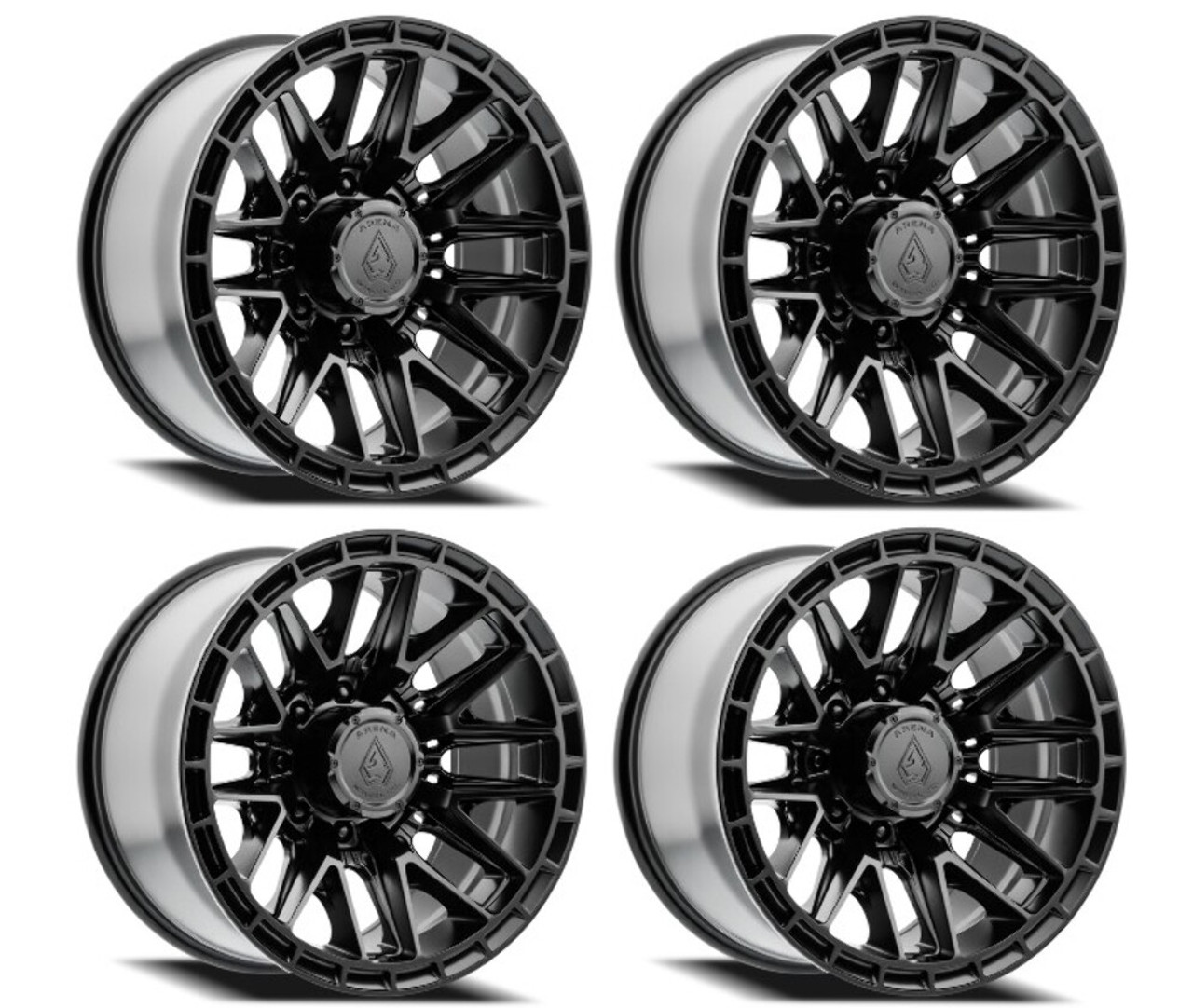 Set 4 22" Arena Battle 22x12 8x6.5 -44mm Satin Black Wheels Lifted Truck Rims