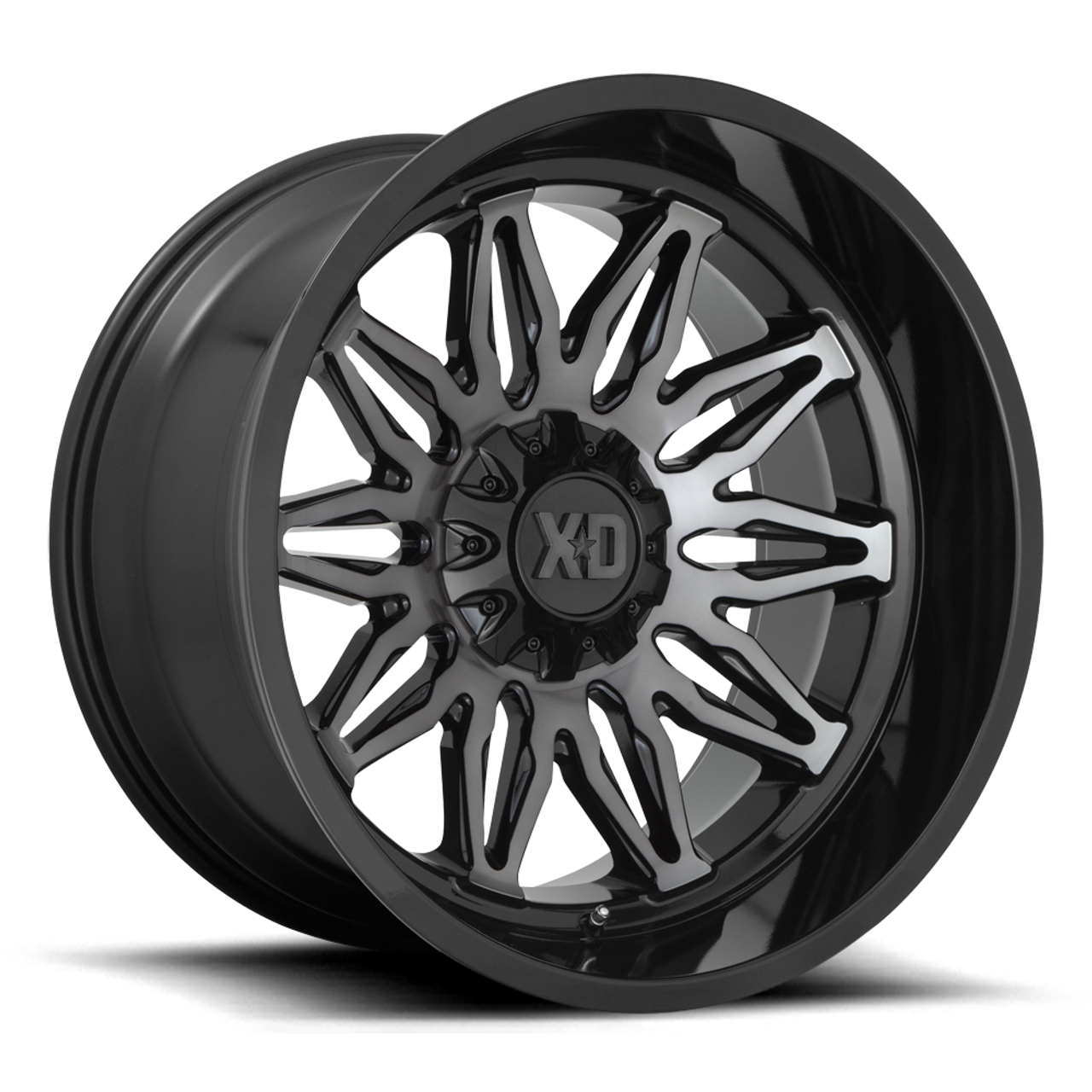 XD XD859 Gunner 22x12 5x5 5x5.5 Gloss Black Machined Gray Tint Wheel 22" -44mm